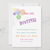 カラーバースデーパーティーの招待。テンプレート名 招待状 (裏面)