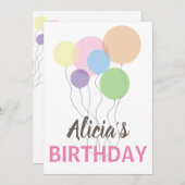 カラーバースデーパーティーの招待。テンプレート名 招待状 (正面/裏面)