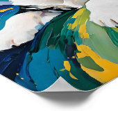 カラーバーストの中の遊び心あふれる子犬 - アブストラクト ポスター (角)