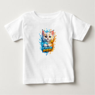 カラーバーストの猫 - かわいい子供用グラフィックTシャツ ベビーTシャツ