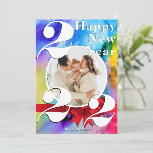 カラーバーストハッピーニューイヤーカスタム2022フォトカード 招待状 (スタンド正面)