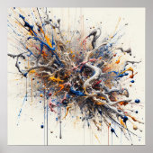 カラーバースト抽象芸術アート – エネルギースパ絵を描ッシュ ポスター (正面)