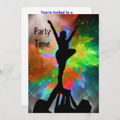 カラーバースト招待状のチアリーダー 招待状 (正面/裏面)