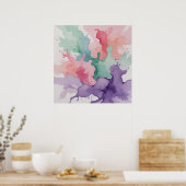 カラーバースト水カラー – 抽象芸術エネルギーinバイブラン ポスター (キッチン)