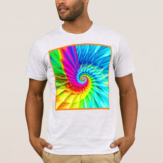 カラーバースト緩和曲線パターンアート Tシャツ (正面)