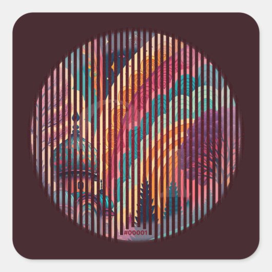 カラーバースト ドーム ステッカー #00001 – カスタマイズ可能 (正面)