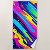 カラーバースト:抽象芸術フロー ビーチタオル (正面)