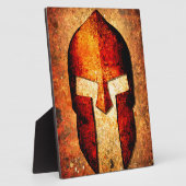 カラーバー付さび背景のスパルタンのヘルメット フォトプラーク (側面)