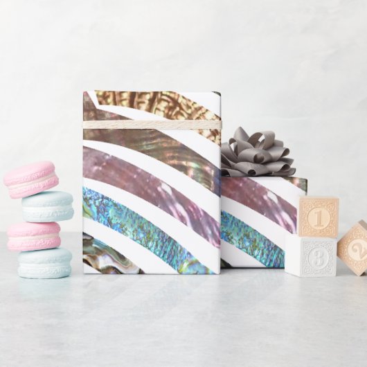 カラーパターン波光沢シェル ラッピングペーパー (ベビーシャワー)