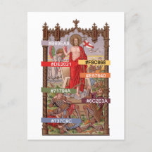 カラーパレットが復活したキリストと兵士が墓に