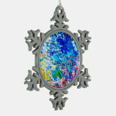 カラーパレットのアート スノーフレークピューターオーナメント (左)