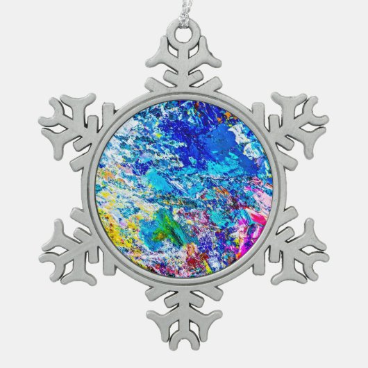 カラーパレットのアート スノーフレークピューターオーナメント (正面)