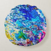 カラーパレットのアート ラウンドクッション (正面)