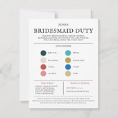 カラーパレットは私のブライドメイド提案になる 案内状 (裏面)