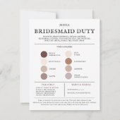 カラーパレットを自分のメイド・オブ・オーナー（花嫁付き添い人） 案内状 (裏面)