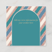 カラーパレットティール（緑がかった色）バラ金ゴールド結婚のベンダーカード エンクロージャーカード (裏面)