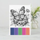 カラーパレットバタフライアダルトカラーリングカード 招待状 (スタンド正面)