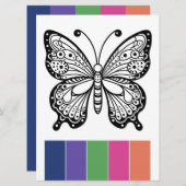 カラーパレットバタフライアダルトカラーリングカード 招待状 (正面/裏面)