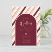 カラーパレットバーガンディーピンク結婚金ゴールド 招待状 (スタンド正面)