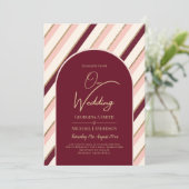 カラーパレットバーガンディーピンク結婚金ゴールド 招待状 (スタンド正面)