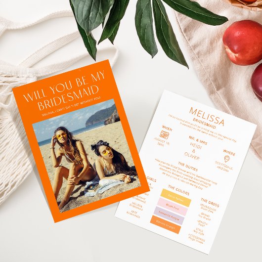 カラーパレット写真を私のブライドメイド提案カードにする 招待状