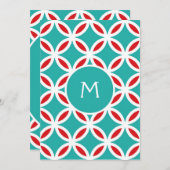 カラーパレット：ターコイズ、ティール（緑がかった色）、アクアブルー、赤、 サンキューカード (正面/裏面)