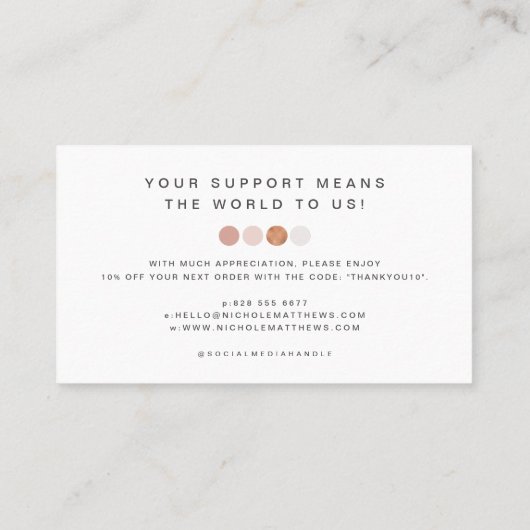 カラーパレモダンットメイクアップアーティスト割引カード 名刺 (裏面)