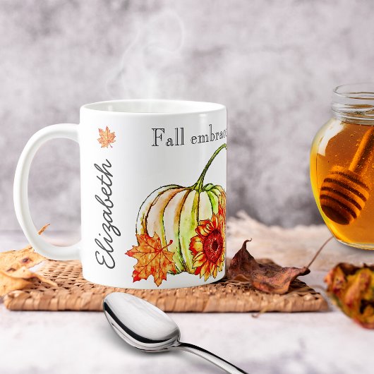 カラーパンプキンオンブラック&ホワイト秋引用文マグカップ コーヒーマグカップ