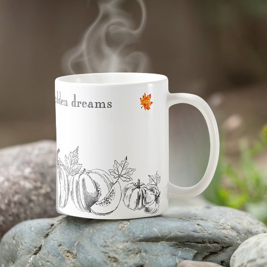 カラーパンプキンオンブラック&ホワイト秋引用文マグカップ コーヒーマグカップ