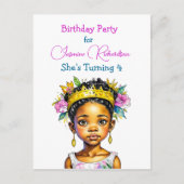 カラーパーソナライズされたの誕生日パーティープリンセス インビテーションポストカード (正面)