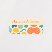 カラーパーソナライズされたスプラッシュ抽象芸術の子供の名前 ラベル (デザイン1)