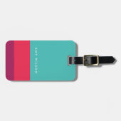 カラーパーソナライズされたブロックターコイズピンクパープル ラゲッジタグ (正面横)
