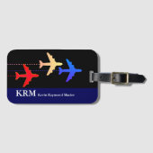 カラーパーソナライズされた飛行機を旅行する ラゲッジタグ (正面横)
