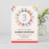 カラーパーティの招待状カラフル子のプライマリ 招待状 (スタンド正面)