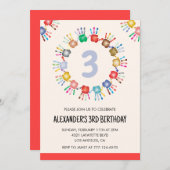 カラーパーティの招待状カラフル子のプライマリ 招待状 (正面/裏面)