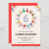 カラーパーティの招待状カラフル子のプライマリ 招待状 (正面/裏面)