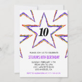 カラーパーティの招待状スターレインボープライマリーキッズ 招待状 (正面)