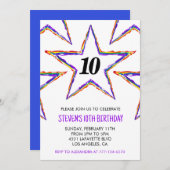 カラーパーティの招待状スターレインボープライマリーキッズ 招待状 (正面/裏面)