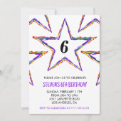 カラーパーティの招待状スターレインボープライマリーキッズ 招待状 (正面)