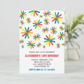 カラーパーティの招待状モダン紙吹雪10番目の子供 招待状 (スタンド正面)