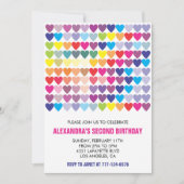 カラーパーティの招待状レインボーモダンハート2nd 招待状 (正面)