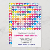 カラーパーティの招待状レインボーモダンハート4th 招待状 (正面/裏面)