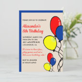 カラーパーティの招待状誕生日バルーン(プライマリ) 招待状 (スタンド正面)