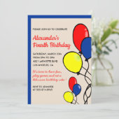 カラーパーティの招待状誕生日バルーン(プライマリ) 招待状 (スタンド正面)