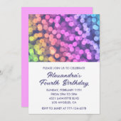 カラーパーティの招待状4th女の子のカラフル虹 招待状 (正面/裏面)