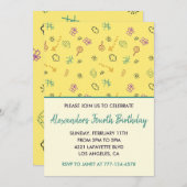 カラーパーティの招待状4th少年イエローブルーの子供 招待状 (正面/裏面)