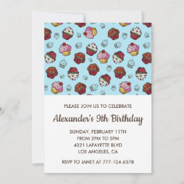 カラーパーティの招待状9th birthday boy blue kids 招待状