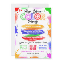 カラーパーティーライト招待状編集可能招待状