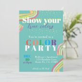 カラーパーティーレインボー招待状 招待状 (スタンド正面)