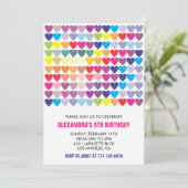 カラーパーティー招待状 レインボーハート モダン ５歳児 招待状 (スタンド正面)